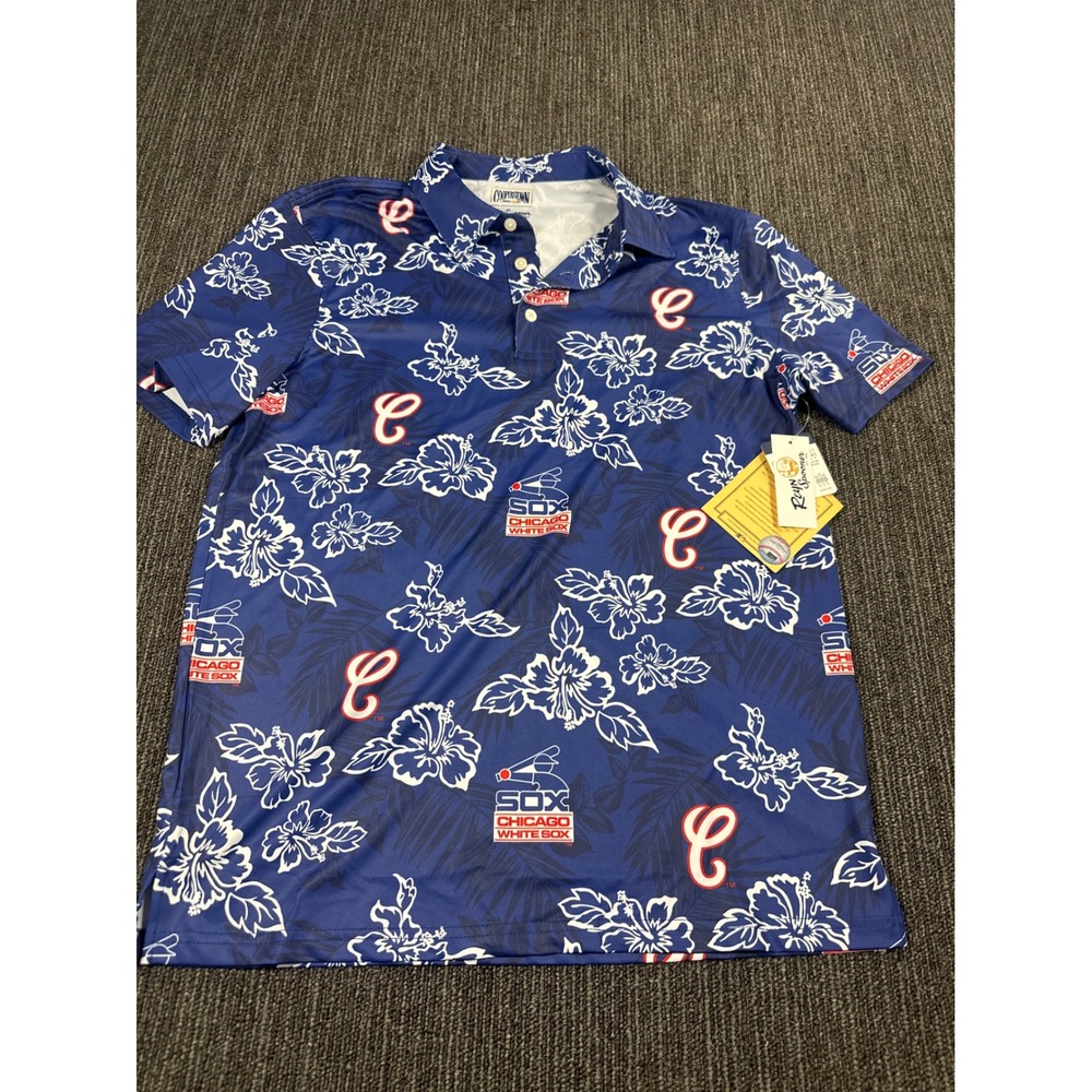 Reyn Spooner Chicago White Sox MLB Cooperstown Polo Shirt Blue Floral Mens Small